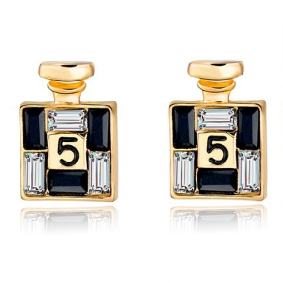 Bahati Jewelry - NWT Black Gold Crystal Chic Fashion Stud Earrings